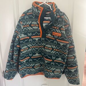 Kids Columbia Patterned Fleece Pullover - Orange and Blue